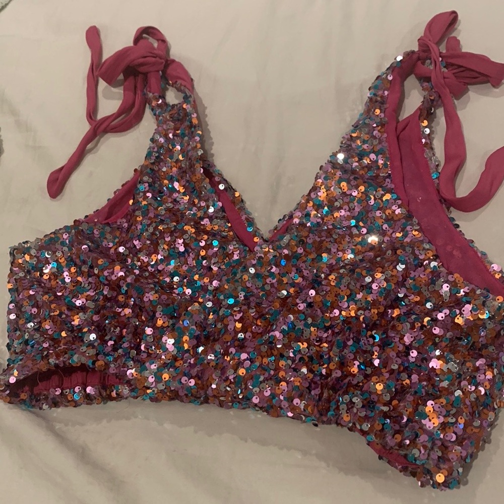 Intimately free, free people “big night out” sequence crop top